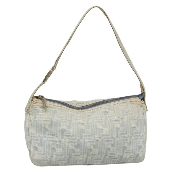 FENDI Zucca Canvas Shoulder Bag Denim Light Blue Gold Auth 140817 - Picture 2 of 16